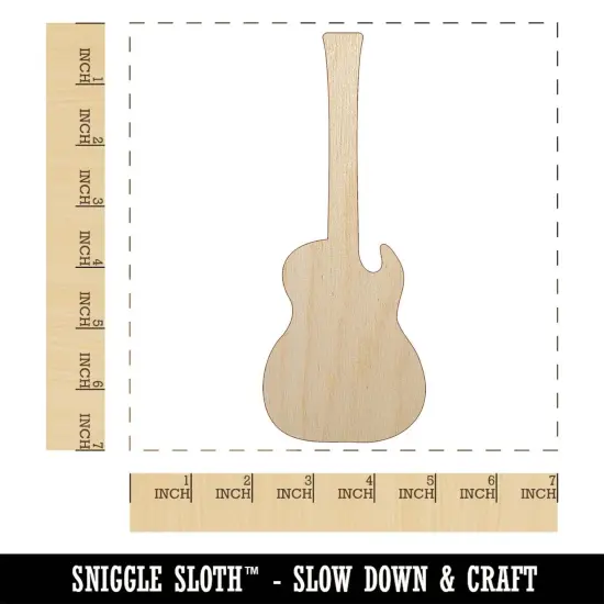Electric Guitar Silhouette Unfinished Wood Shape Piece Cutout for DIY Craft Projects {1}