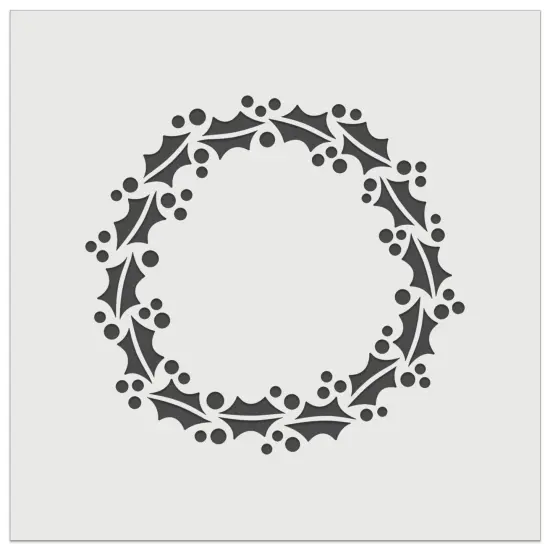 Holly and Berries Wreath Christmas Wall Cookie DIY Craft Reusable Stencil {2}