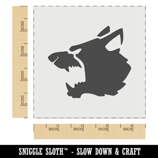 Ferocious Snarling Wolf Head Side Wall Cookie DIY Craft Reusable Stencil {6}