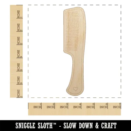 Hair Comb with Heart Unfinished Wood Shape Piece Cutout for DIY Craft Projects {1}