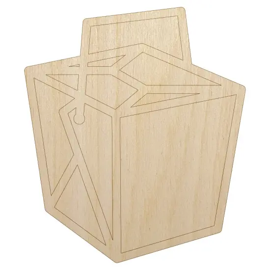 Chinese Food Take Out Box Closed Unfinished Wood Shape Piece Cutout for DIY Craft Projects {7}