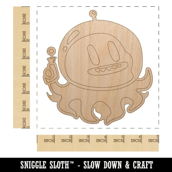 Alien Space Octopus Unfinished Wood Shape Piece Cutout for DIY Craft Projects {1}