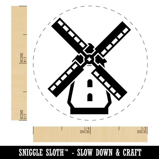 Dutch Windmill Self-Inking Rubber Stamp for Stamping Crafting Planners Brown {1}
