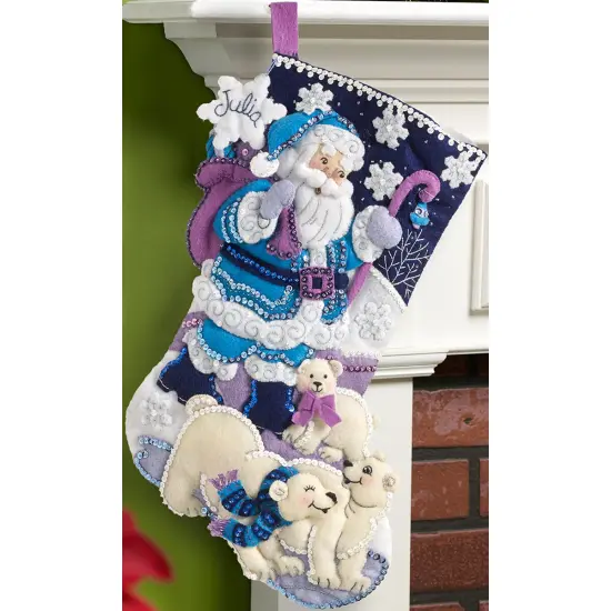 Bucilla Felt Stocking Applique Kit 18" Long-Arctic Santa {3}