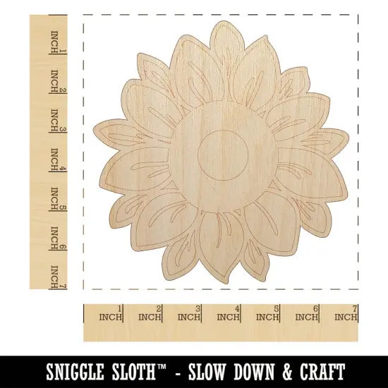 Cute Sunflower Doodle Unfinished Wood Shape Piece Cutout for DIY Craft Projects {1}