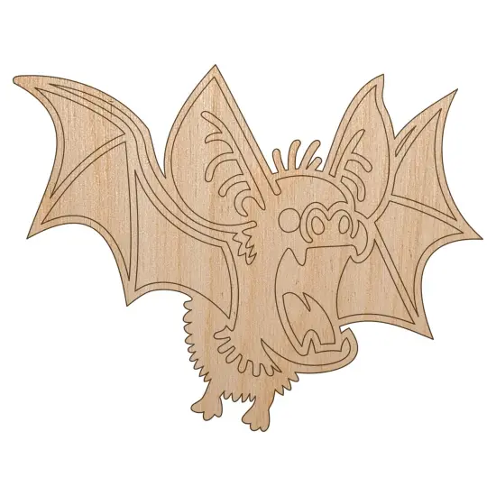 Fuzzy Little Cartoon Bat Halloween Unfinished Wood Shape Piece Cutout for DIY Craft Projects {7}