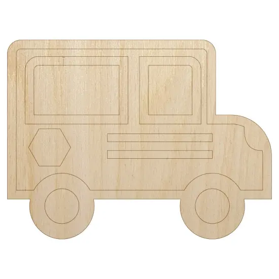 School Bus Icon Unfinished Wood Shape Piece Cutout for DIY Craft Projects {7}