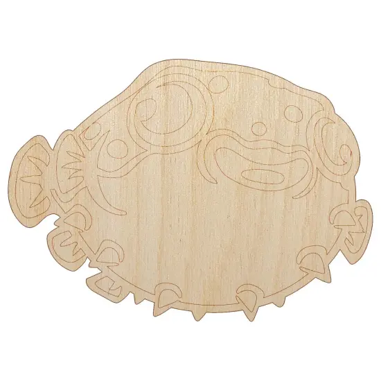 Happy Little Pufferfish Unfinished Wood Shape Piece Cutout for DIY Craft Projects {2}