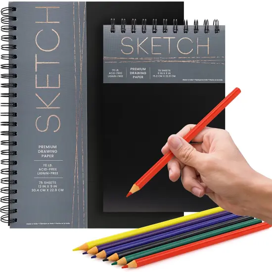 Enday Sketch Book Paper Pad with 6 Sketch Pencils {2}