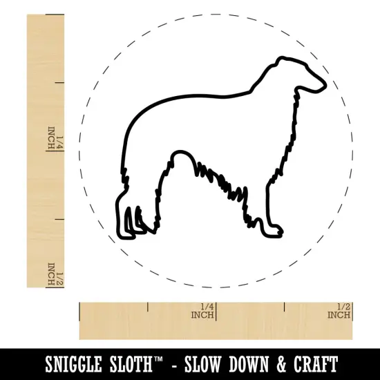 Borzoi Russian Wolfhound Dog Outline Self-Inking Rubber Stamp for Stamping Crafting Planners Orange {1}