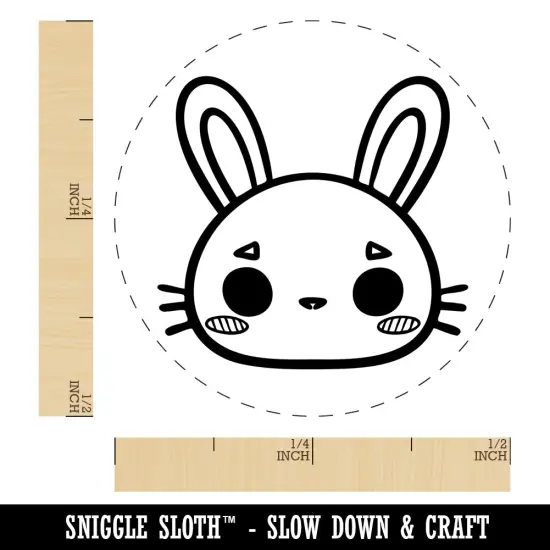 Charming Kawaii Chibi Rabbit Bunny Face Blushing Cheeks Self-Inking Rubber Stamp for Stamping Crafting Planners Sky Blue {1}