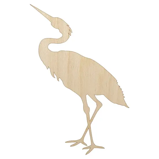 Crane Standing Solid Unfinished Wood Shape Piece Cutout for DIY Craft Projects {1}