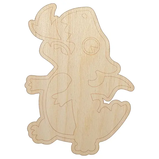Cute Little Dragon Breathing Fire Unfinished Wood Shape Piece Cutout for DIY Craft Projects {2}