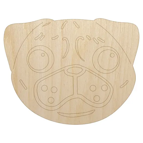 Pug Face Unfinished Wood Shape Piece Cutout for DIY Craft Projects {2}