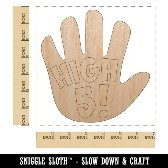 High 5 Hand Gesture Congrats Unfinished Wood Shape Piece Cutout for DIY Craft Projects {2}