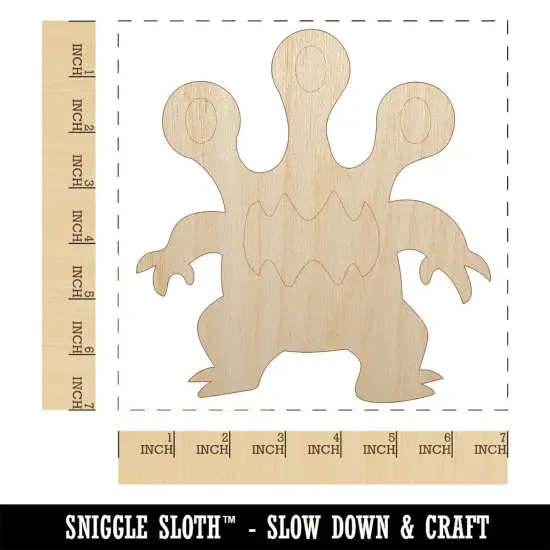 Three Eyed Alien Monster Unfinished Wood Shape Piece Cutout for DIY Craft Projects {1}