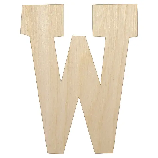 Letter W Uppercase Fun Bold Font Unfinished Wood Shape Piece Cutout for DIY Craft Projects {1}