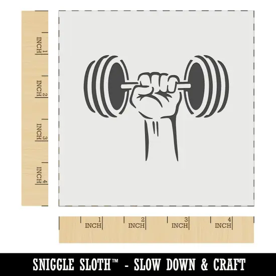 Hand Lifting Dumbbell Weightlifting Weights Gym Workout Wall Cookie DIY Craft Reusable Stencil {6}