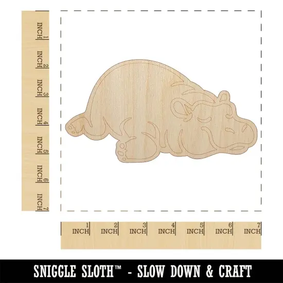Lazy Hippo Hippopotamus Cute Unfinished Wood Shape Piece Cutout for DIY Craft Projects {1}