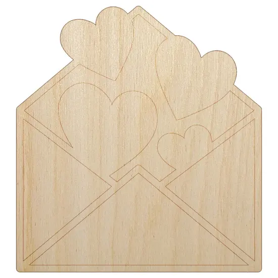 Envelope Full of Hearts Love Valentine's Day Unfinished Wood Shape Piece Cutout for DIY Craft Projects {2}