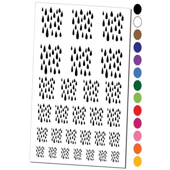 Lots of Raindrops Raining Water Temporary Tattoo Water Resistant Fake Body Art Set Collection Dark Blue {1}