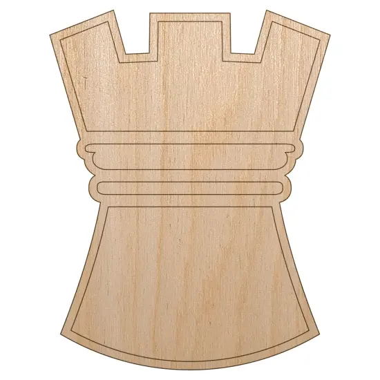 Chess Piece White Rook Unfinished Wood Shape Piece Cutout for DIY Craft Projects {7}