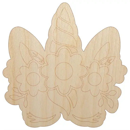 Pretty Sleepy Unicorn Face Unfinished Wood Shape Piece Cutout for DIY Craft Projects {2}