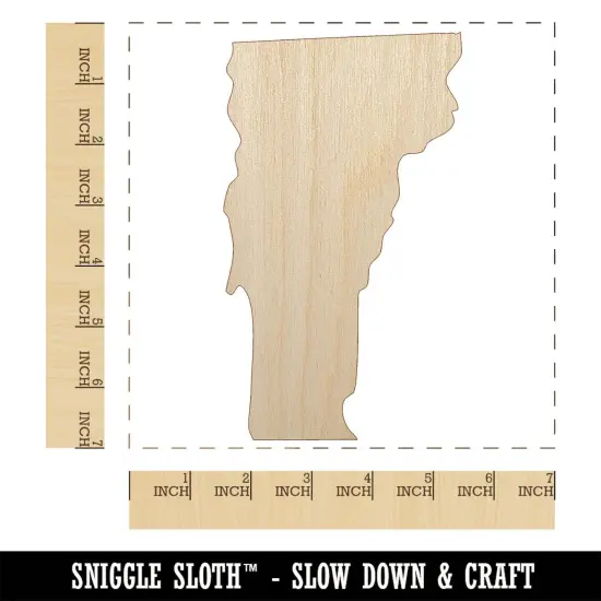 Vermont State Silhouette Unfinished Wood Shape Piece Cutout for DIY Craft Projects {1}