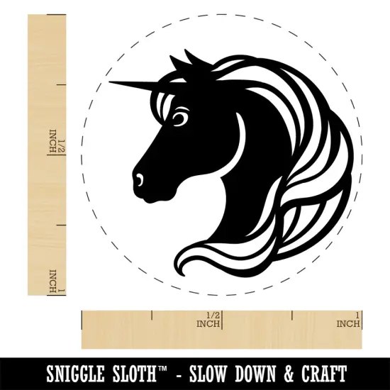 Unicorn Head Flowing Mane Self-Inking Rubber Stamp Ink Stamper for Stamping Crafting Planners Black {1}