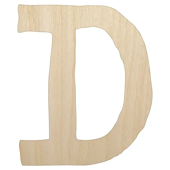 Letter D Uppercase Cute Typewriter Font Unfinished Wood Shape Piece Cutout for DIY Craft Projects {1}