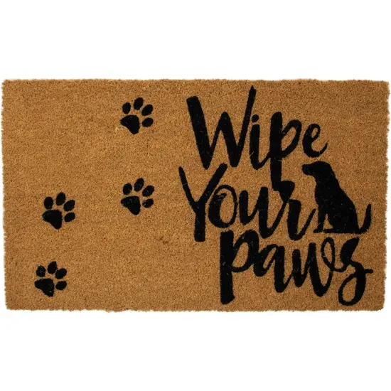 Northlight Natural Coir "Wipe Your Paws" Outdoor Doormat 18" x 30" Brown {1}