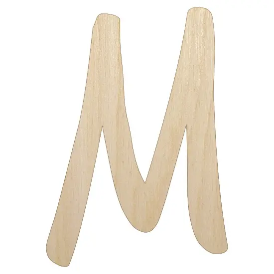 Letter M Uppercase Felt Marker Font Unfinished Wood Shape Piece Cutout for DIY Craft Projects {1}