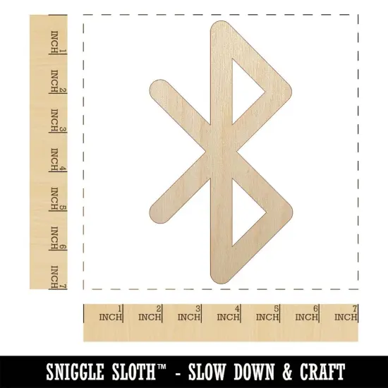 Bluetooth Symbol Unfinished Wood Shape Piece Cutout for DIY Craft Projects {1}