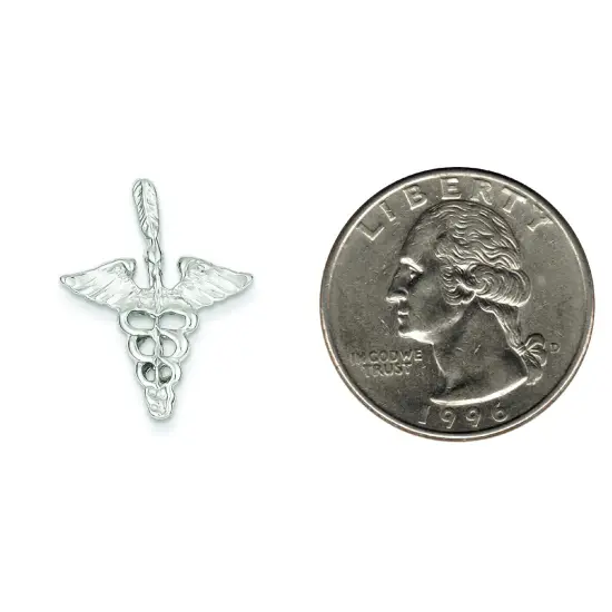 Sterling Silver Caduceus Charm Medical Pendant Jewelry 25mm x 20mm {2}