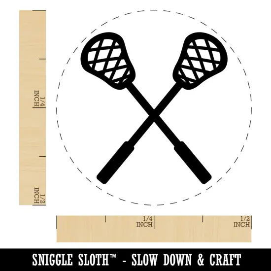 Crossed Lacrosse Sticks Self-Inking Rubber Stamp for Stamping Crafting Planners Pink {1}