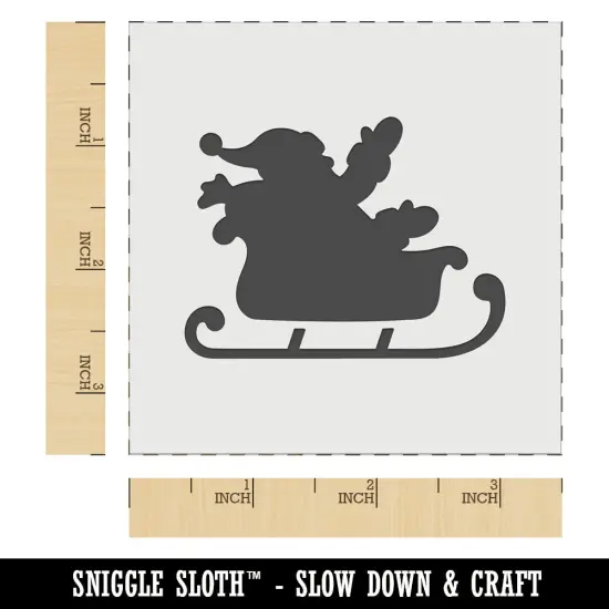 Santa in Sleigh Silhouette Christmas Wall Cookie DIY Craft Reusable Stencil {6}