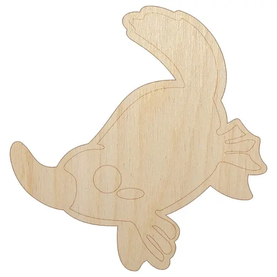 Swimming Kawaii Chibi Duck Billed Platypus Unfinished Wood Shape Piece Cutout for DIY Craft Projects {7}