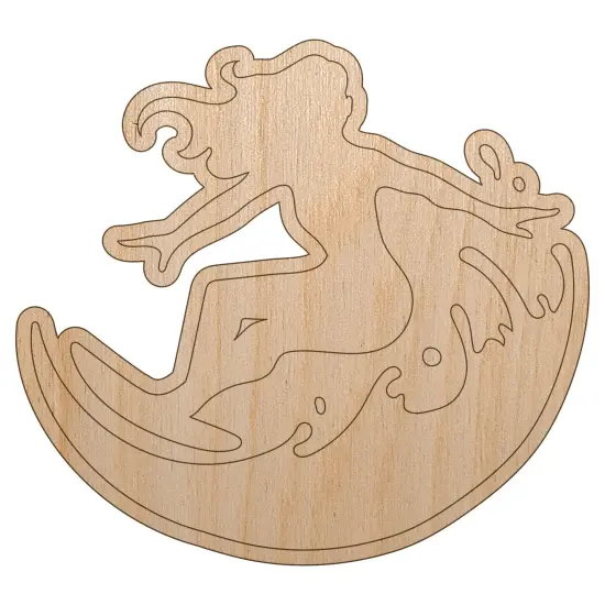 Surfing Surfer Girl on Wave Unfinished Wood Shape Piece Cutout for DIY Craft Projects {2}