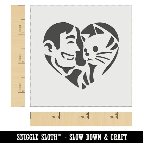 Man with Cat Kitten Pet in Heart Wall Cookie DIY Craft Reusable Stencil {5}