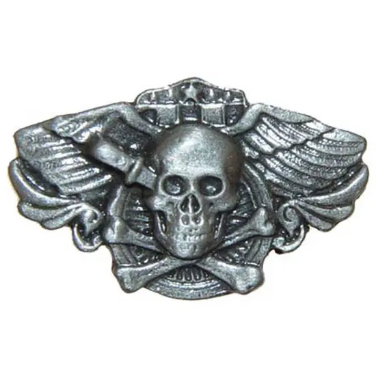 Winged Skull Pin Pewter 1" {1}
