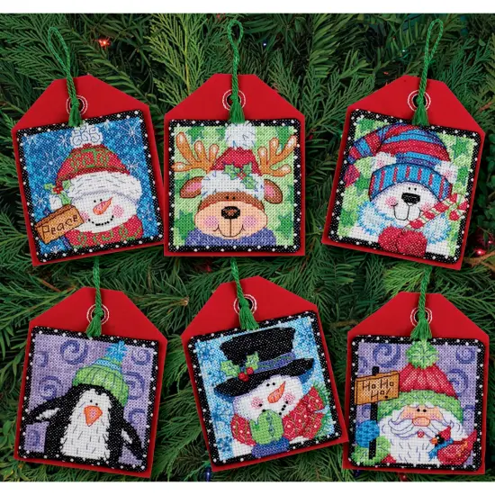 Dimensions Counted Cross Stitch Ornament Kit Set of 6-Christmas Pals Ornaments {3}