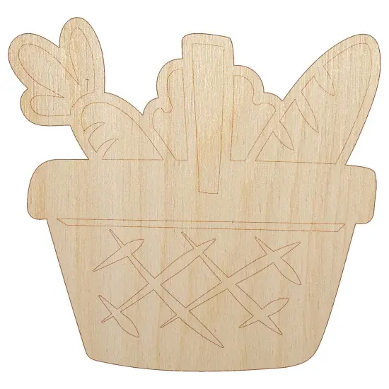Grocery Basket Bread Carrot Unfinished Wood Shape Piece Cutout for DIY Craft Projects {7}
