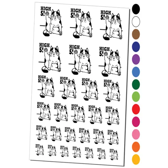 Cat Stretching Leg High Five Temporary Tattoo Water Resistant Fake Body Art Set Collection Yellow {1}