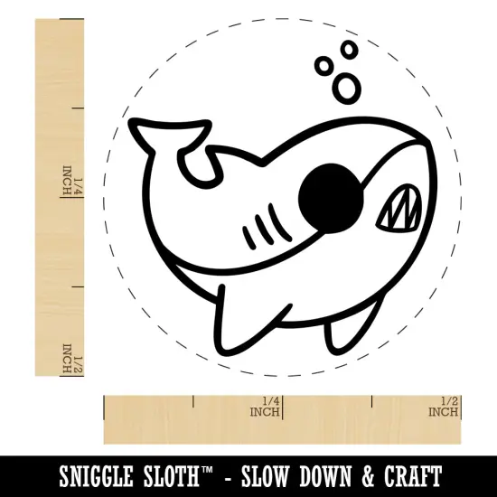 Sweet Kawaii Chibi Shark Self-Inking Rubber Stamp for Stamping Crafting Planners Purple {1}