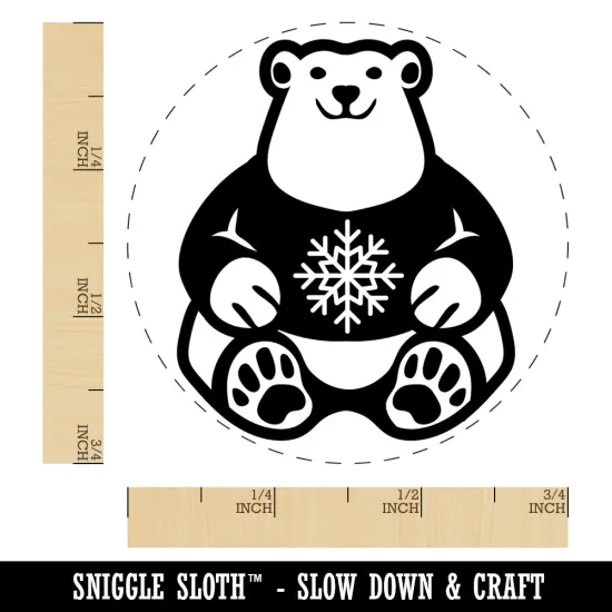 Polar Bear in Snowflake Christmas Sweater Self-Inking Rubber Stamp for Stamping Crafting Planners Black {1}