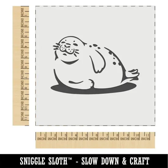 Chubby Happy Seal Basking on Side Wall Cookie DIY Craft Reusable Stencil {1}