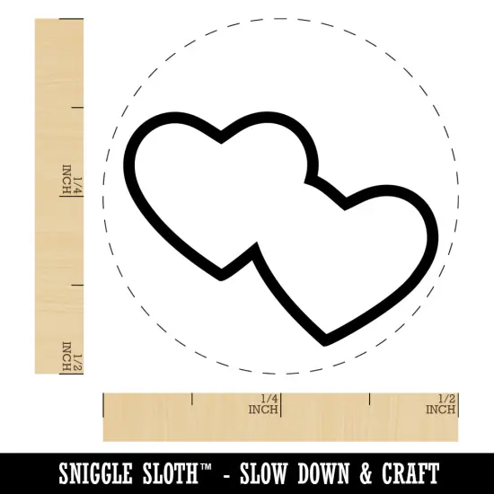 Double Heart Symbol Outline Self-Inking Rubber Stamp for Stamping Crafting Planners Pink {1}