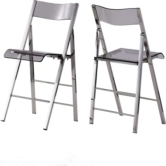 ISL Furnishings- Kasper Flex Luxury Modern Folding Chairs LuciteSilver - 2 PK {1}