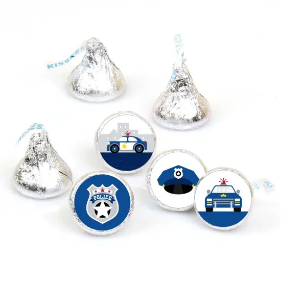 Big Dot of Happiness Calling All Units - Police - Cop Party Round Candy Sticker Favors - Labels Fits Chocolate Candy (1 sheet of 108) {1}