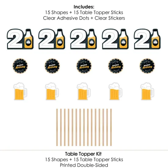 Big Dot of Happiness Cheers and Beers to 21 Years - 21st Birthday Party Centerpiece Sticks - Table Toppers - Set of 15 {7}
